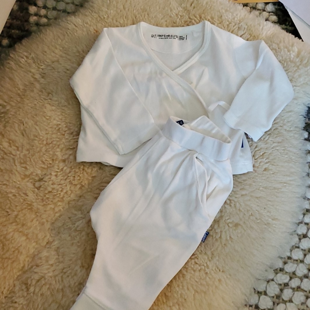 Imps & elfs organic cotton pjs set white 3-6